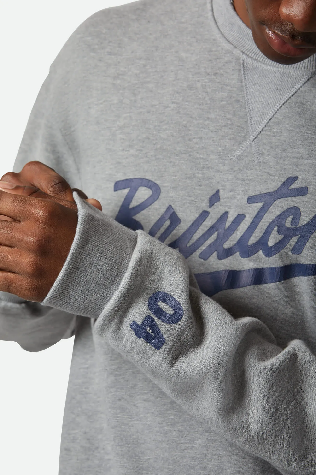 The League Broken In Crew - Heather Grey Brixton