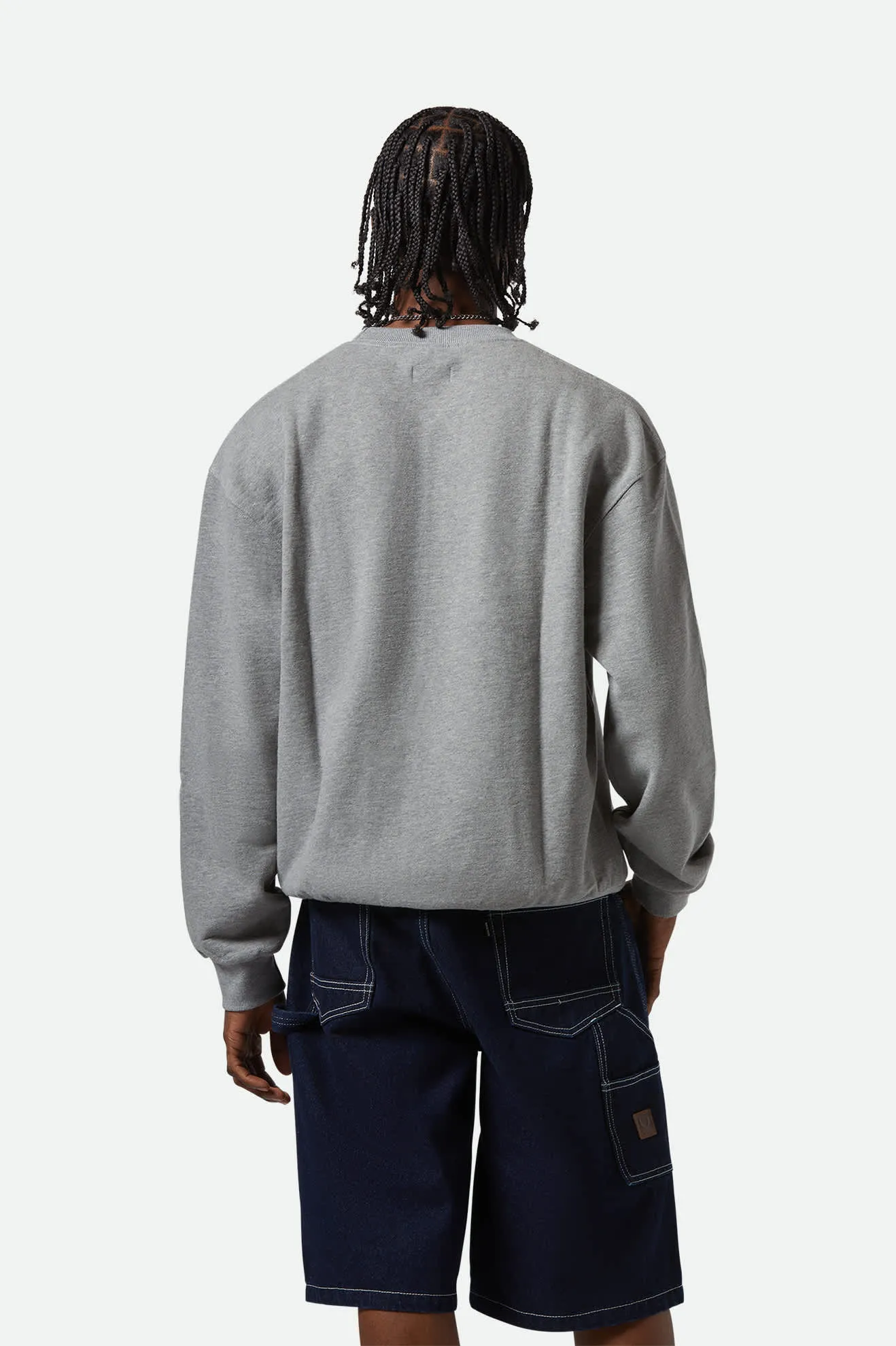 The League Broken In Crew - Heather Grey Brixton