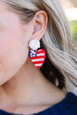 The Liberty Red American Flag Earrings