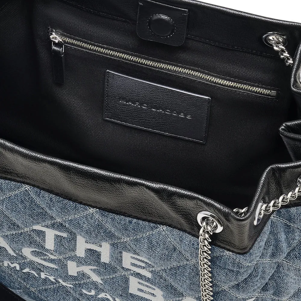 THE QUILTED DENIM LARGE CHAIN SACK BAG