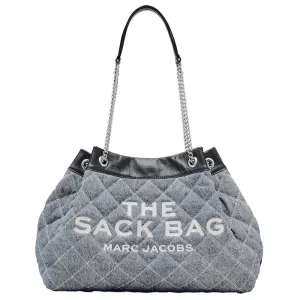 THE QUILTED DENIM LARGE CHAIN SACK BAG
