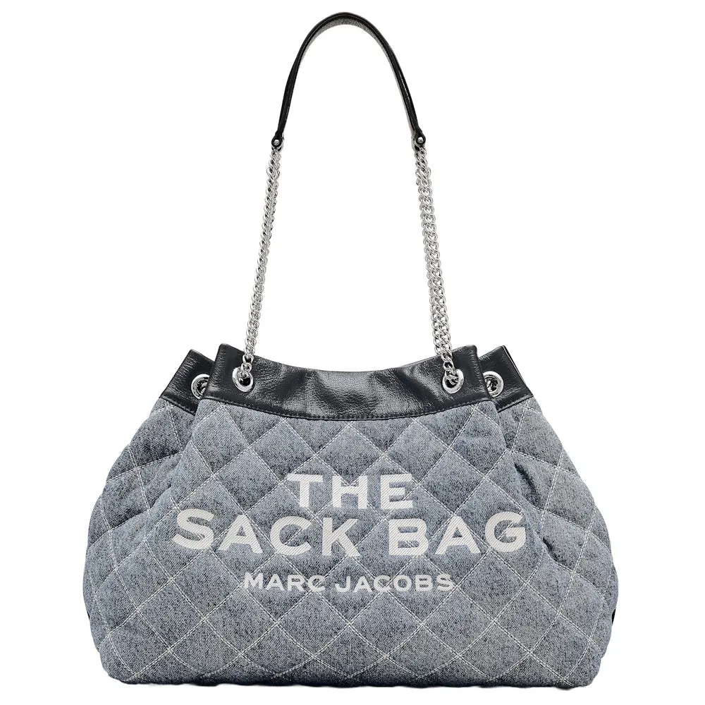 THE QUILTED DENIM LARGE CHAIN SACK BAG