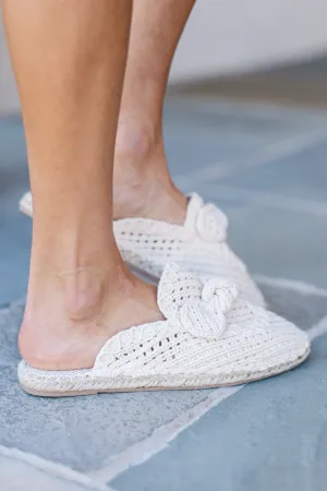 The Triple Take Cream Crochet Mules