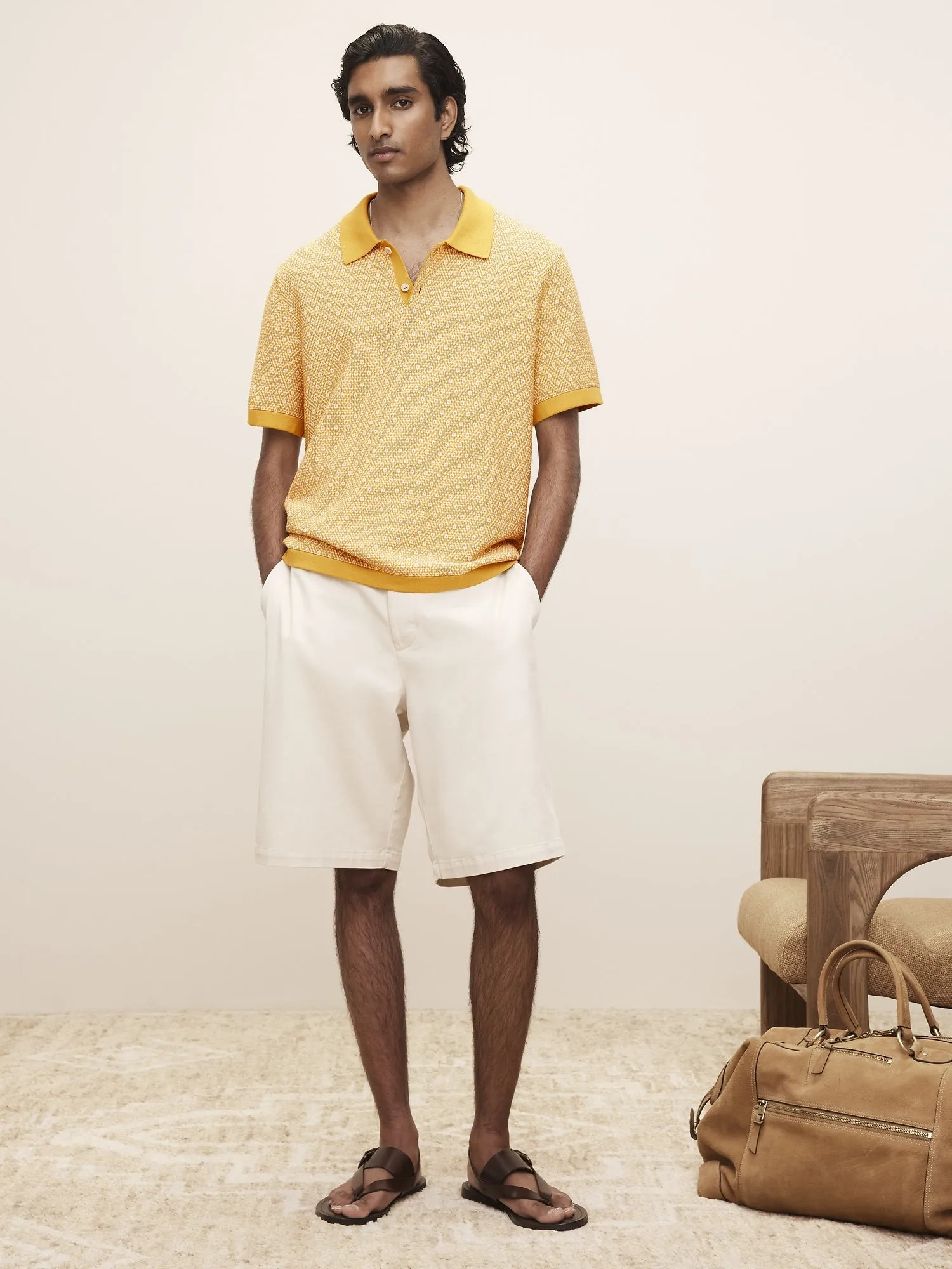 The White Lotus Cotton-Silk Sweater Polo Banana Republic