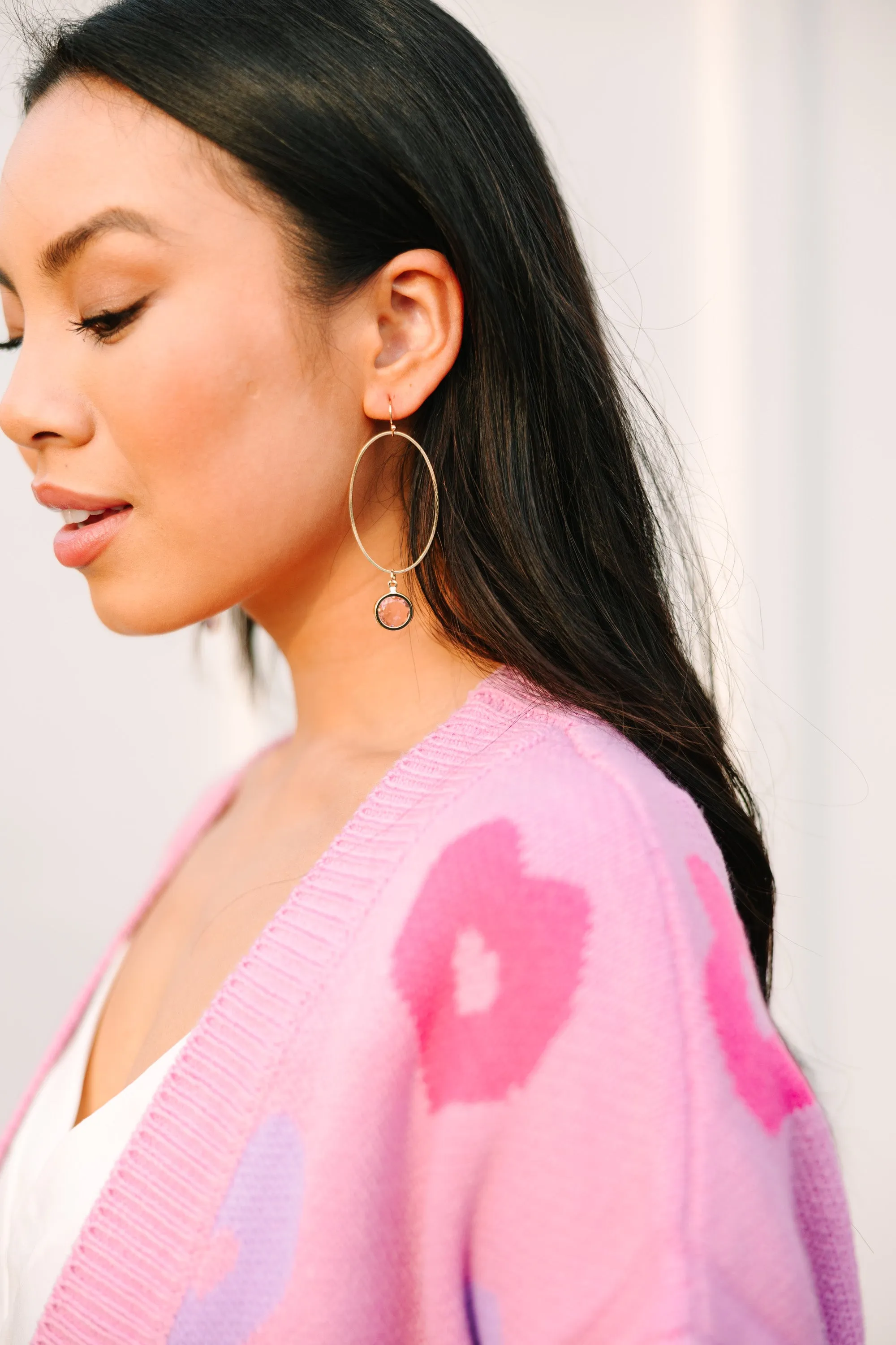 This Is The Time Light Pink Gem Earrings
