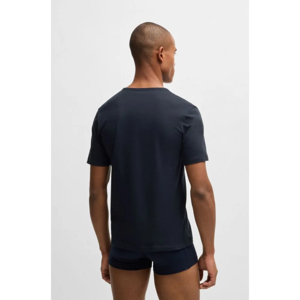Three-pack of cotton underwear T-shirts with logo embroidery