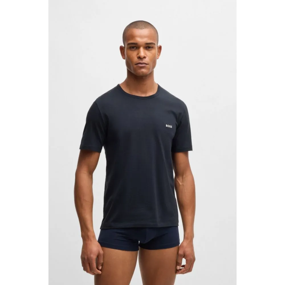 Three-pack of cotton underwear T-shirts with logo embroidery