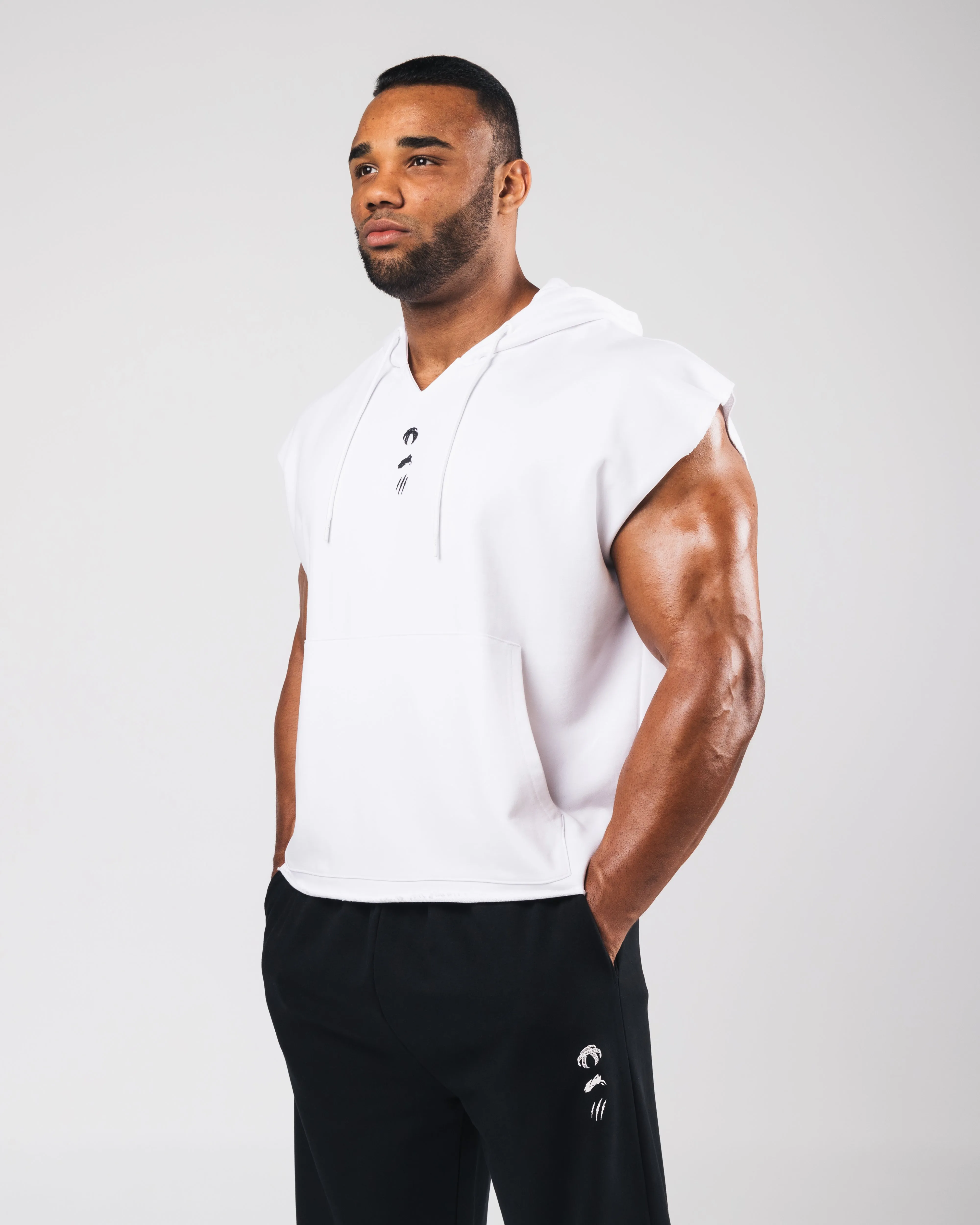 Three Pillar Capped Hoodie - White Alphalete Athletics