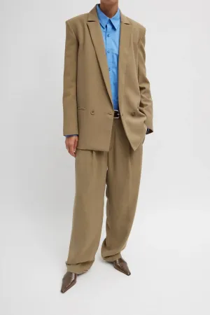 Tibi Fluid Suiting Double Breasted Blazer - Walnut TIBI