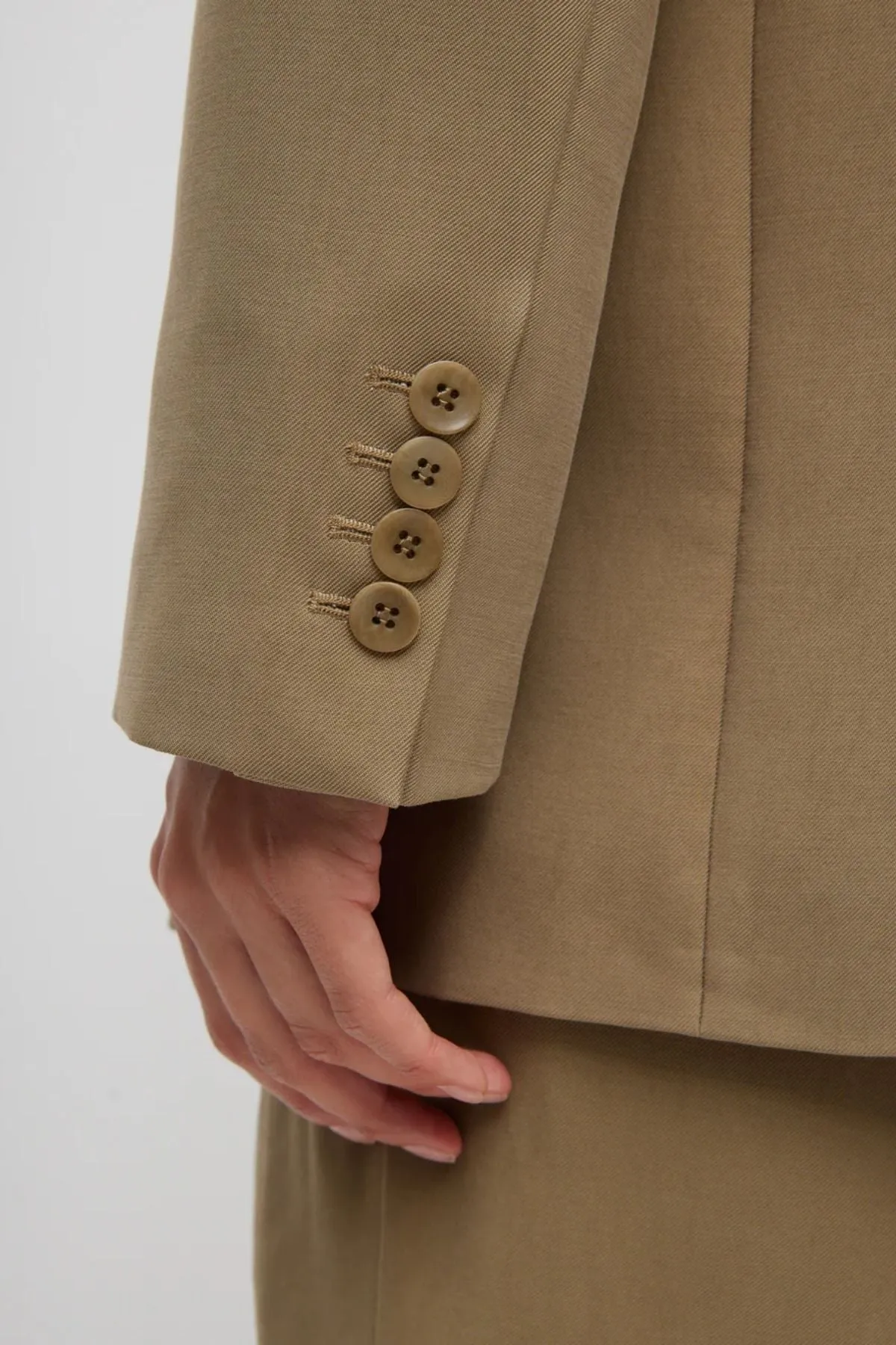 Tibi Fluid Suiting Double Breasted Blazer - Walnut TIBI