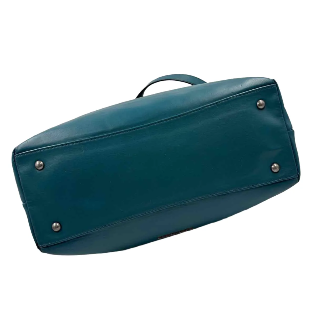 TIGNANELLO Teal Leather 3-Section Shoulder Bag w/Tassel Trim