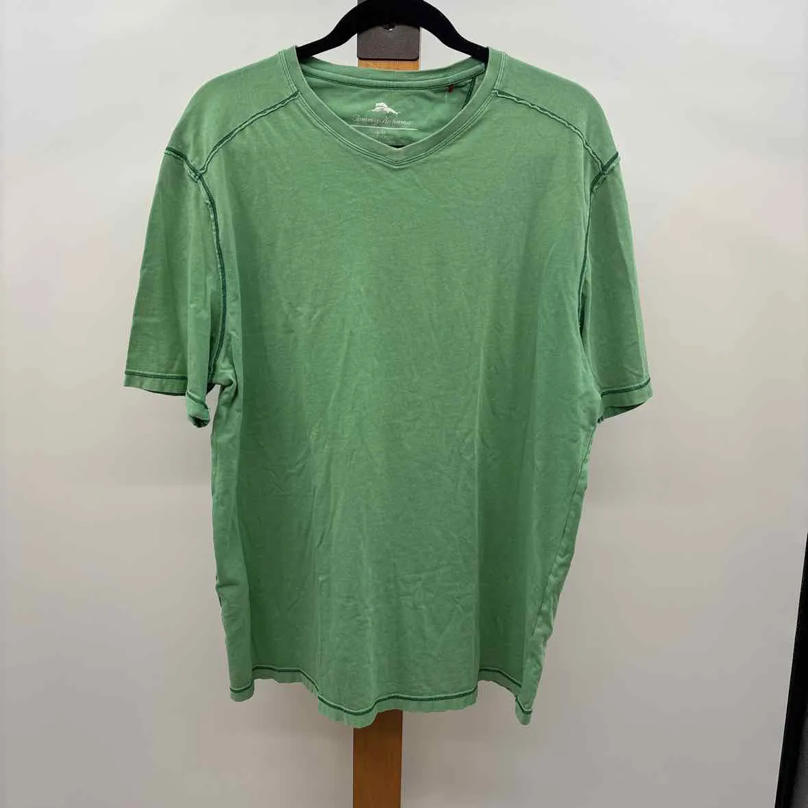 Tommy Bahama Men's Size L Green Cotton Solid Short Sleeve Shirt