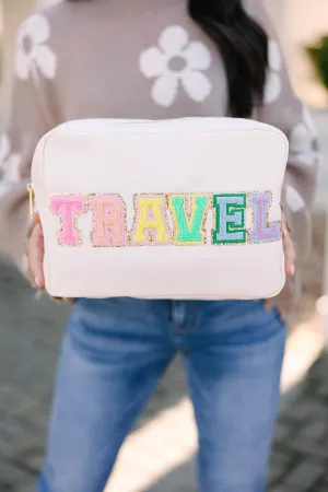 Travel Nude Varsity Cosmetic Bag