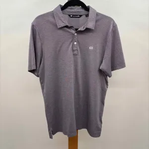 Travis Matthew Men's Size L Purple Cotton Blend Striped Short Sleeve Shirt