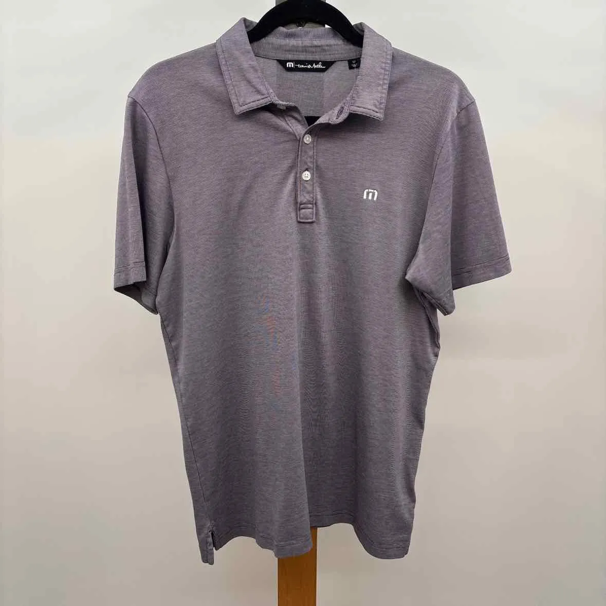 Travis Matthew Men's Size L Purple Cotton Blend Striped Short Sleeve Shirt