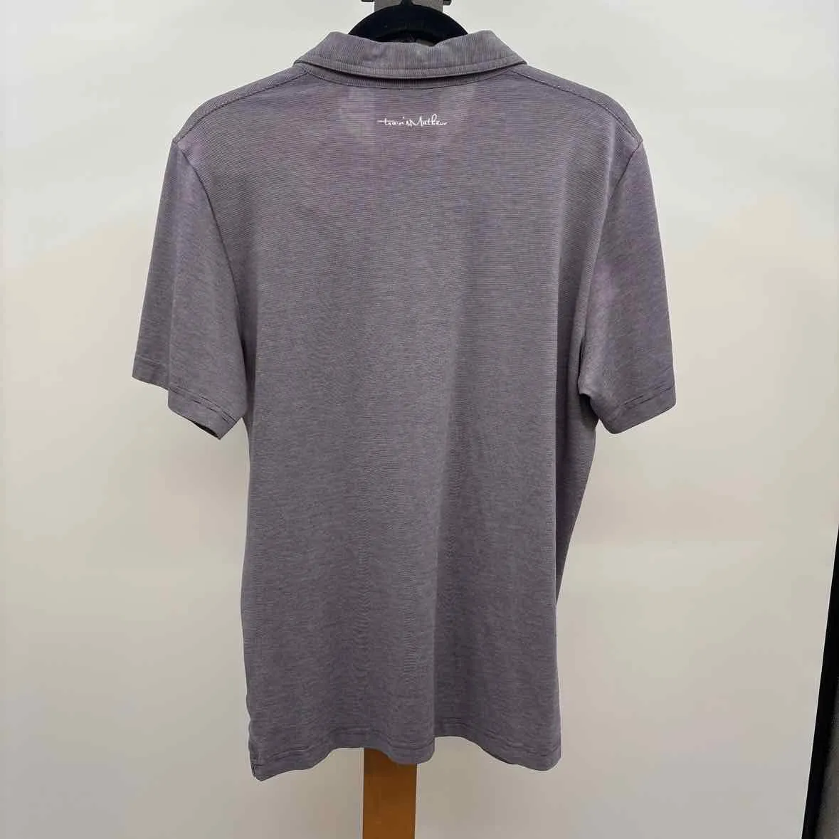 Travis Matthew Men's Size L Purple Cotton Blend Striped Short Sleeve Shirt