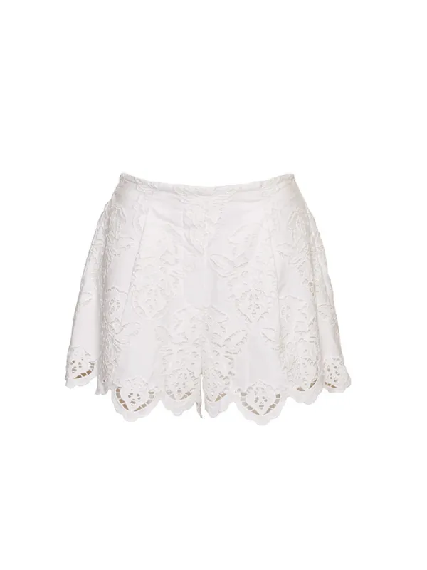 Trish Shorts in White Embroidered Eyelet