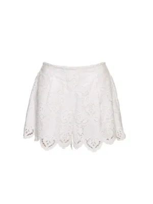 Trish Shorts in White Embroidered Eyelet