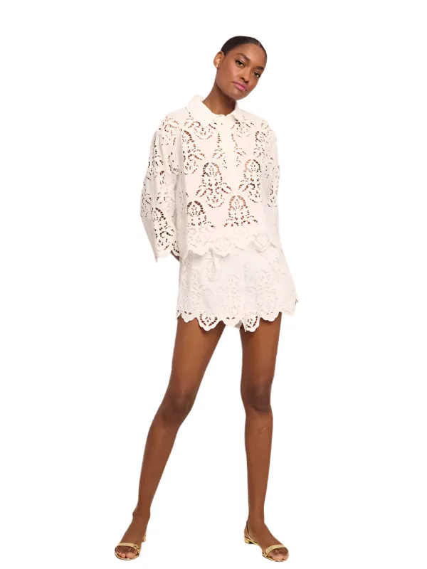 Trish Shorts in White Embroidered Eyelet