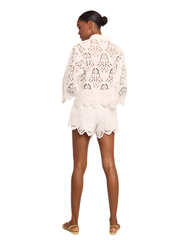 Trish Shorts in White Embroidered Eyelet