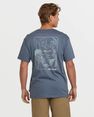 Trouble In Paradise Premium Tee - Slate Blue Billabong