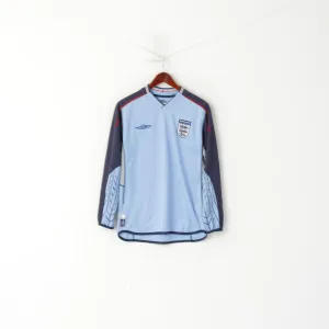 Umbro Men S Long Sleeved Shirt Blue England Football Kick Off 2004 Jersey Top