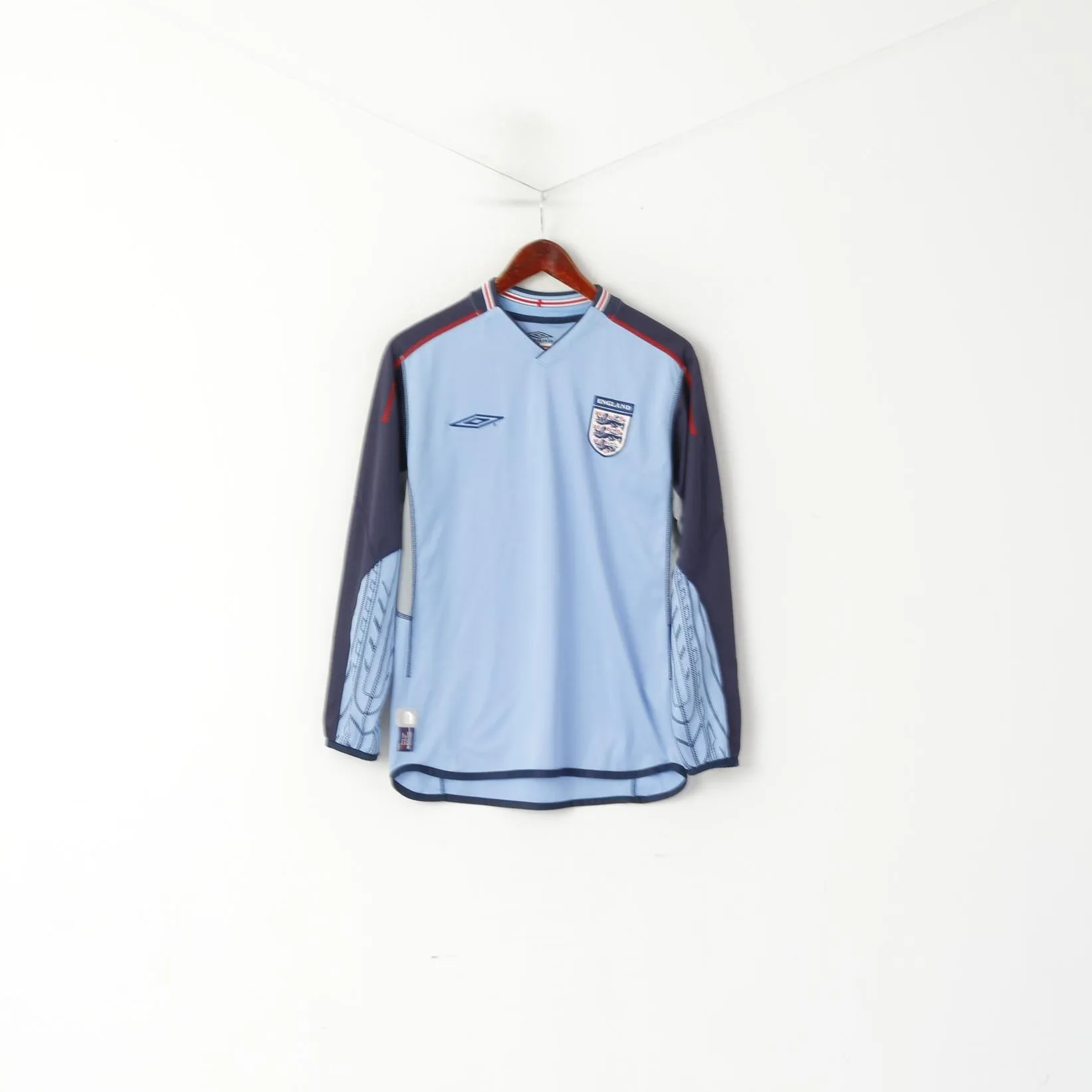 Umbro Men S Long Sleeved Shirt Blue England Football Kick Off 2004 Jersey Top