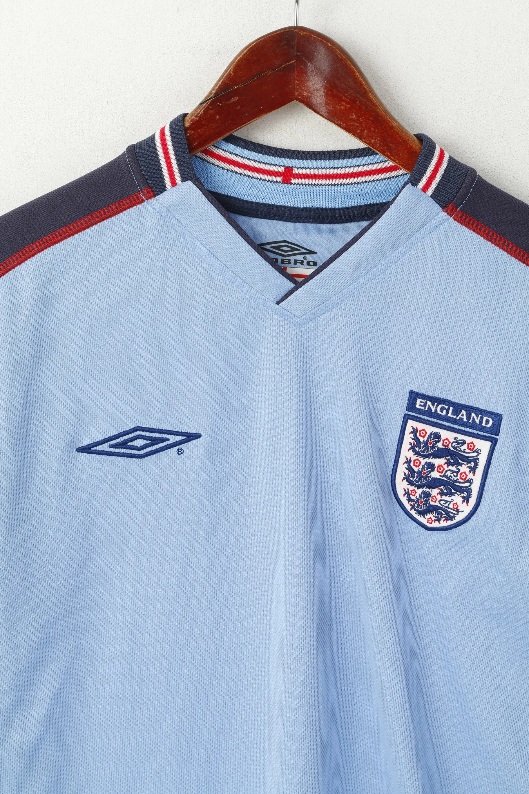 Umbro Men S Long Sleeved Shirt Blue England Football Kick Off 2004 Jersey Top