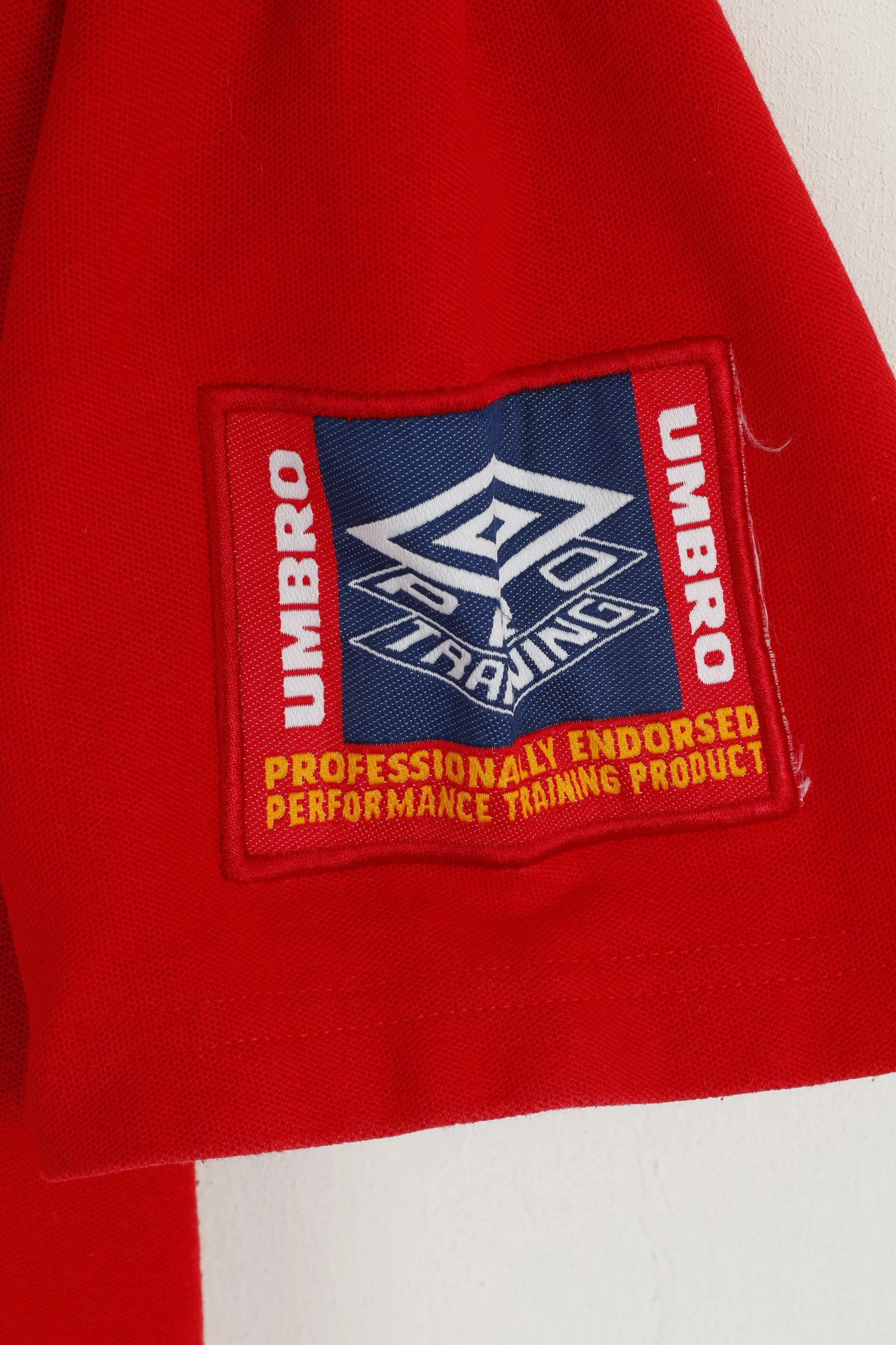 Umbro Men XL (L) Polo Shirt Red Cotton Pro Training Short Sleeve Classic Top