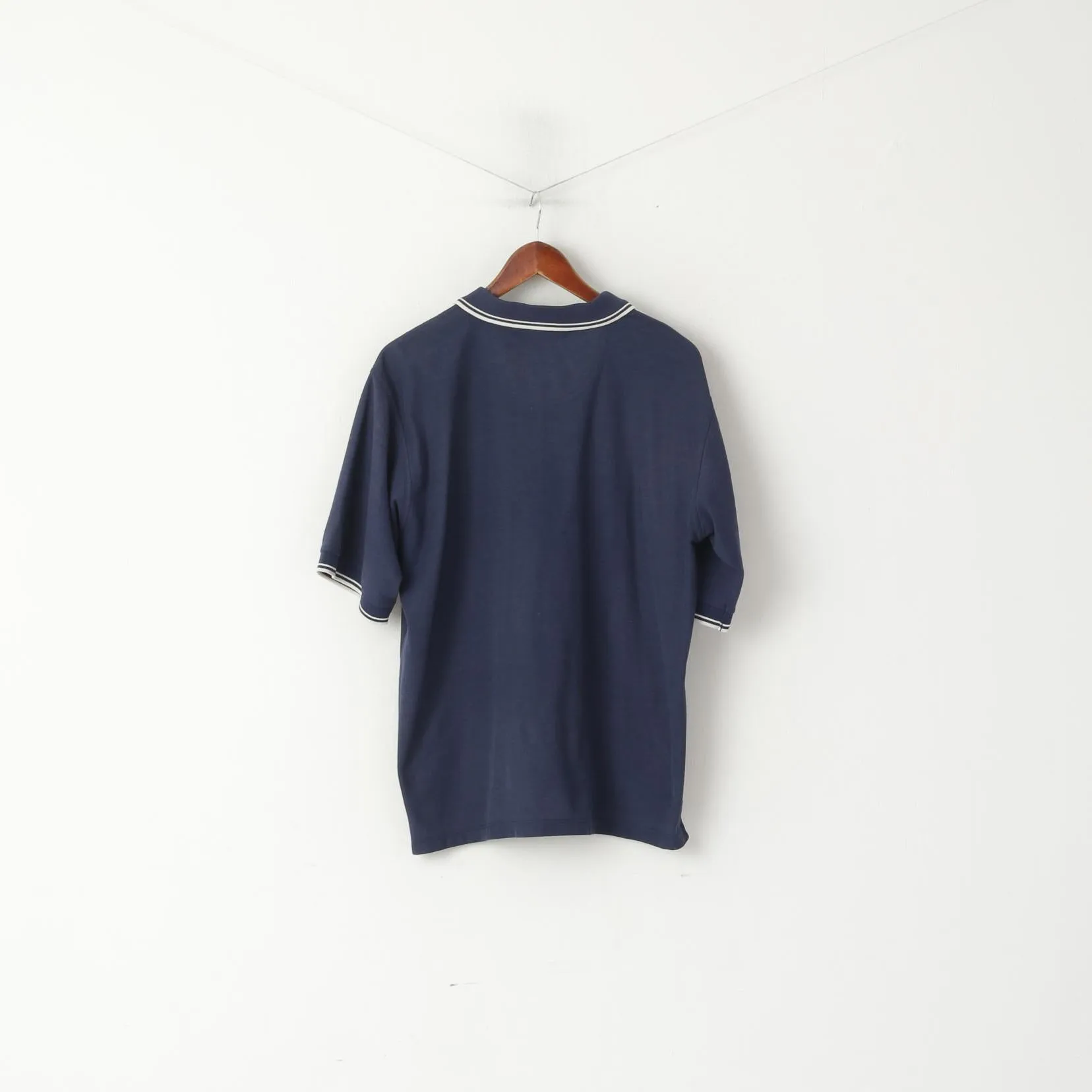 Umbro Men XL Polo Shirt Navy Cotton Blend SHort Sleeve Vintage 90s Top