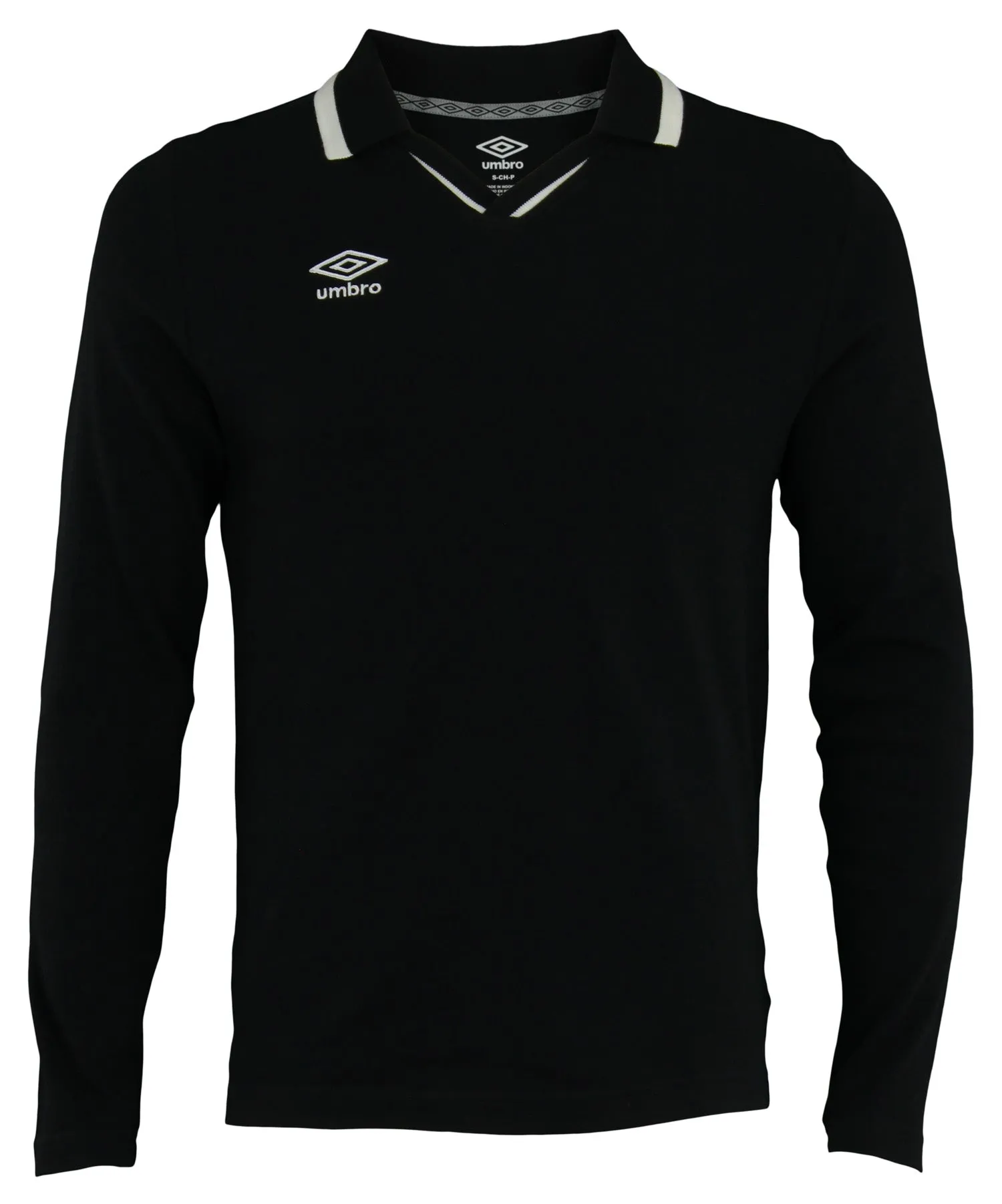 Umbro Mens Johnny Collar Cotton Long Sleeve Jersey Shirt