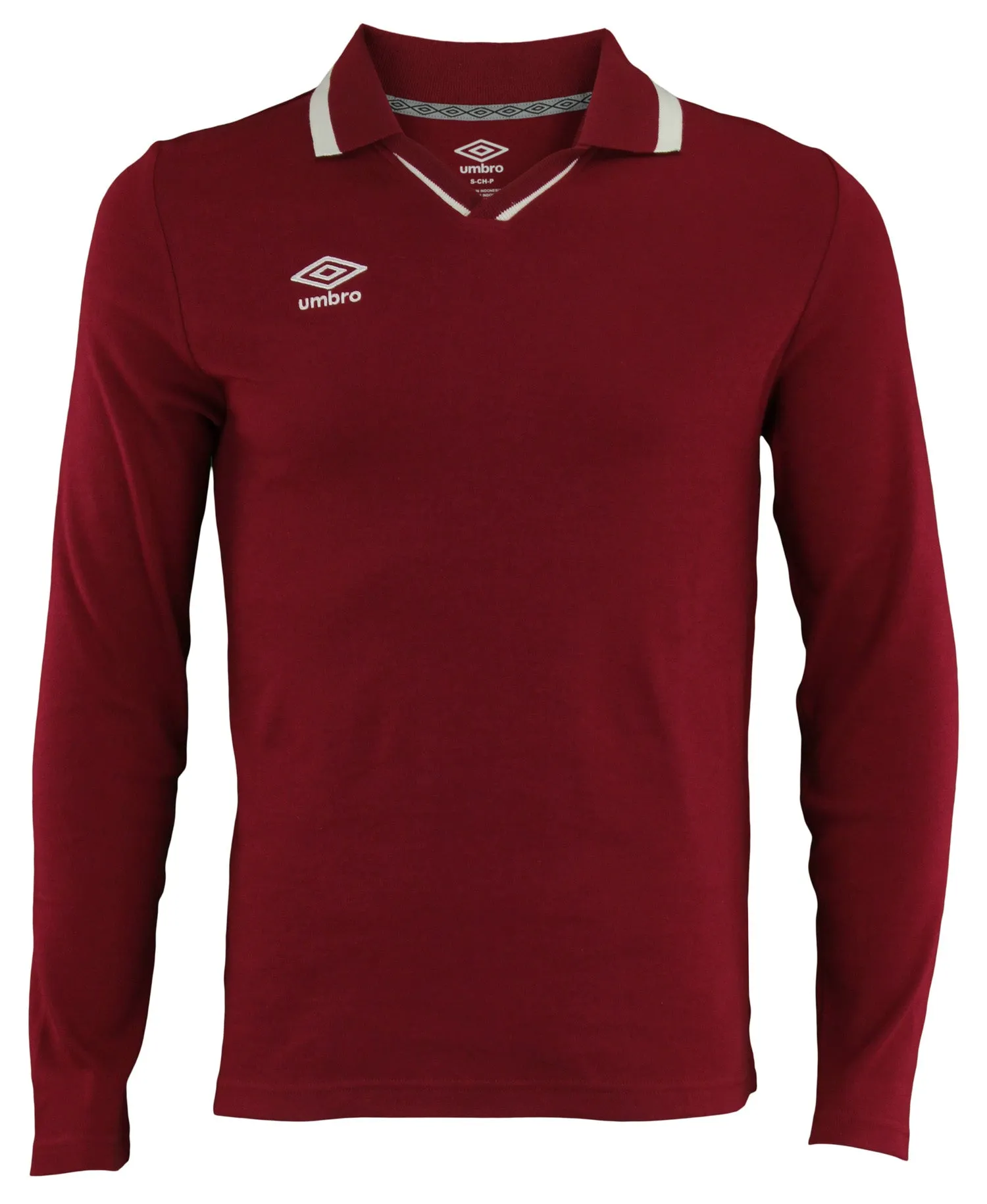 Umbro Mens Johnny Collar Cotton Long Sleeve Jersey Shirt