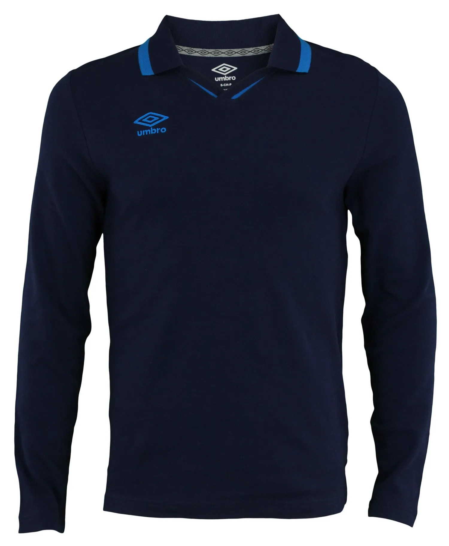 Umbro Mens Johnny Collar Cotton Long Sleeve Jersey Shirt