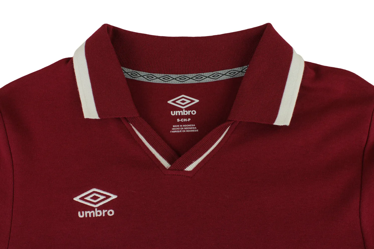 Umbro Mens Johnny Collar Cotton Long Sleeve Jersey Shirt