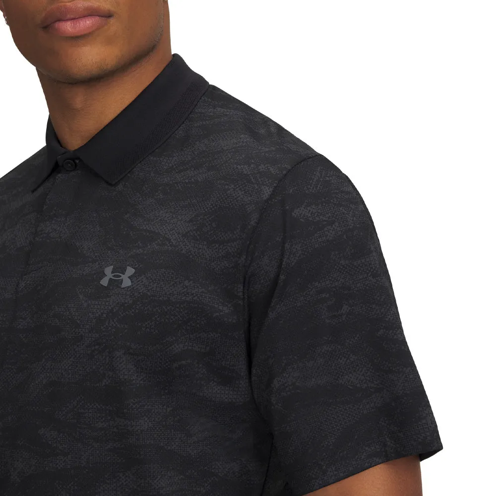 Under Armour Drive Chill Printed Polo Shirt - Black/Anthracite/Castlerock