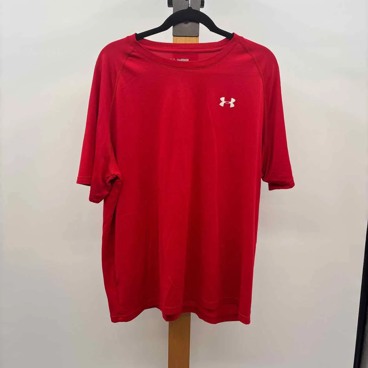 Under Armour Men's Size 2XL Red Polyester Solid Short Sleeve Shirt