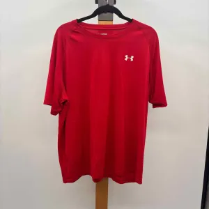 Under Armour Men's Size 2XL Red Polyester Solid Short Sleeve Shirt