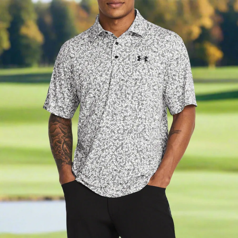 Under Armour Playoff 3.0 Printed Polo Shirt - White/Black