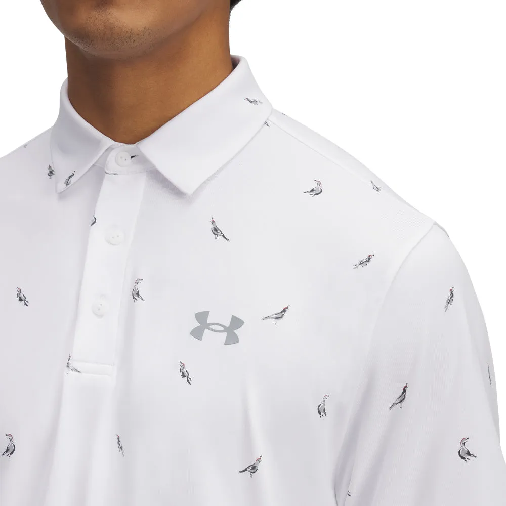 Under Armour Playoff 3.0 Printed Polo Shirt - White/Steel/Steel