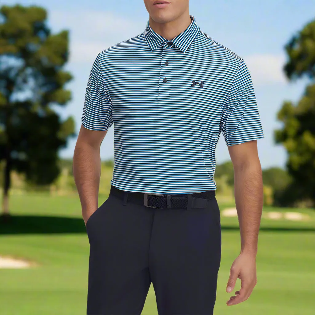 Under Armour Playoff 3.0 Stripe Polo Shirt - Ether Blue/Midnight Navy/Midnight Navy