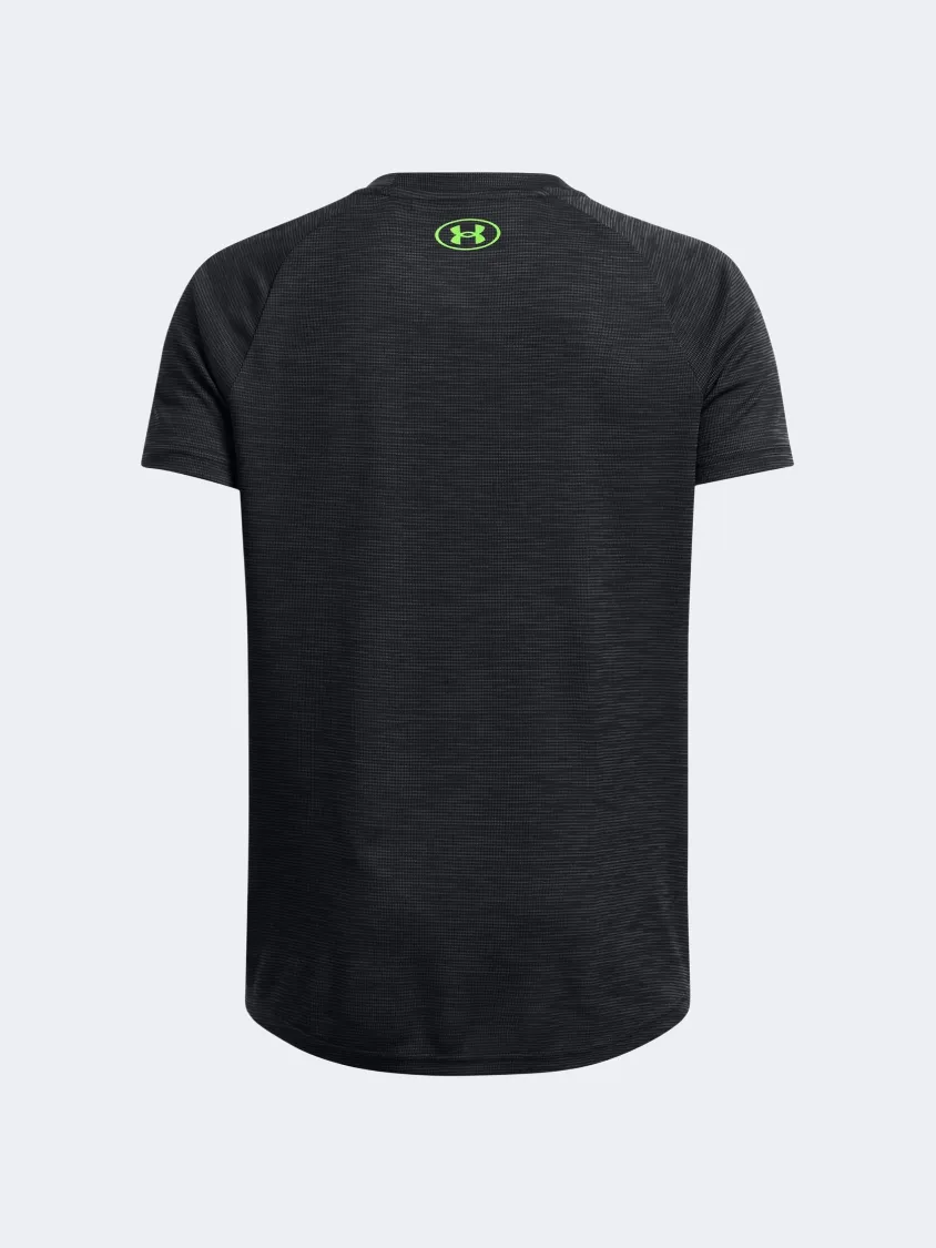 Under Armour Tech Textured Boys Training T-Shirt Black/Cyber Green