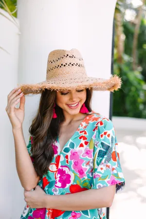 Under The Palm Trees Khaki Brown Straw Hat
