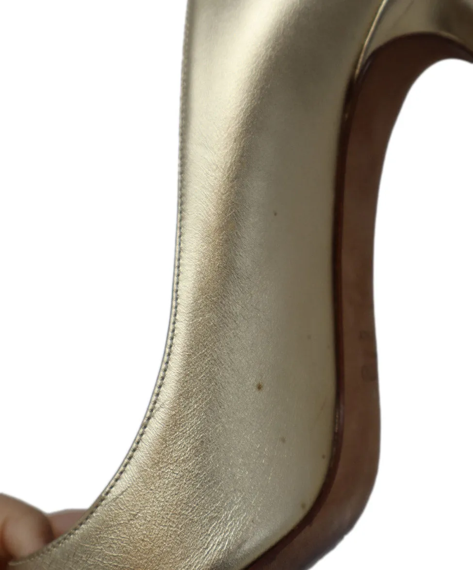 Valentino Metallic Gold Leather Heels sz 7