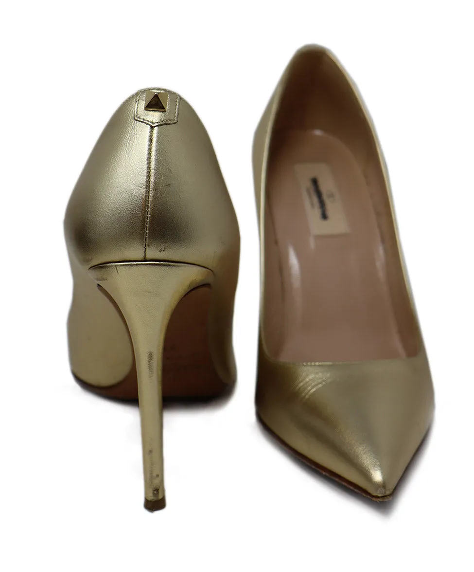 Valentino Metallic Gold Leather Heels sz 7