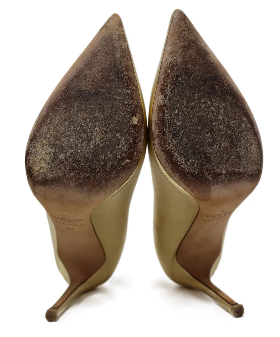 Valentino Metallic Gold Leather Heels sz 7