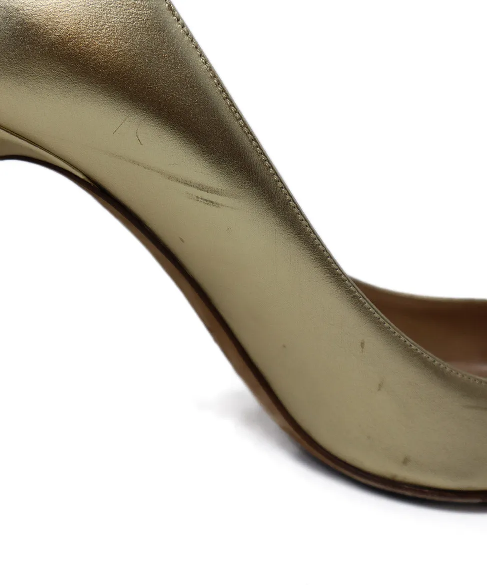Valentino Metallic Gold Leather Heels sz 7