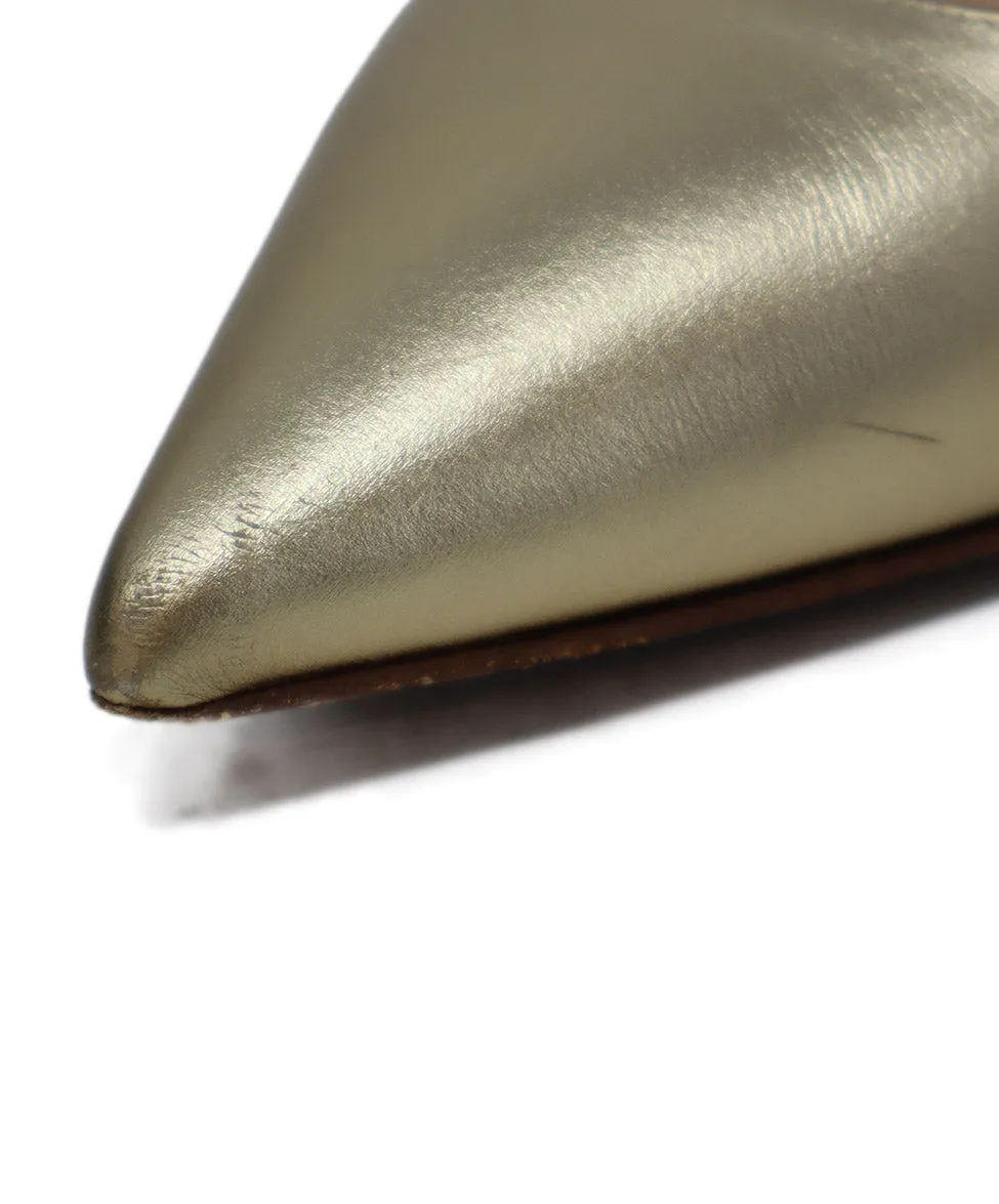 Valentino Metallic Gold Leather Heels sz 7