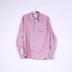 Van Santen & Van Santen Men L Casual Shirt Red Striped Custom Fit Cotton Top