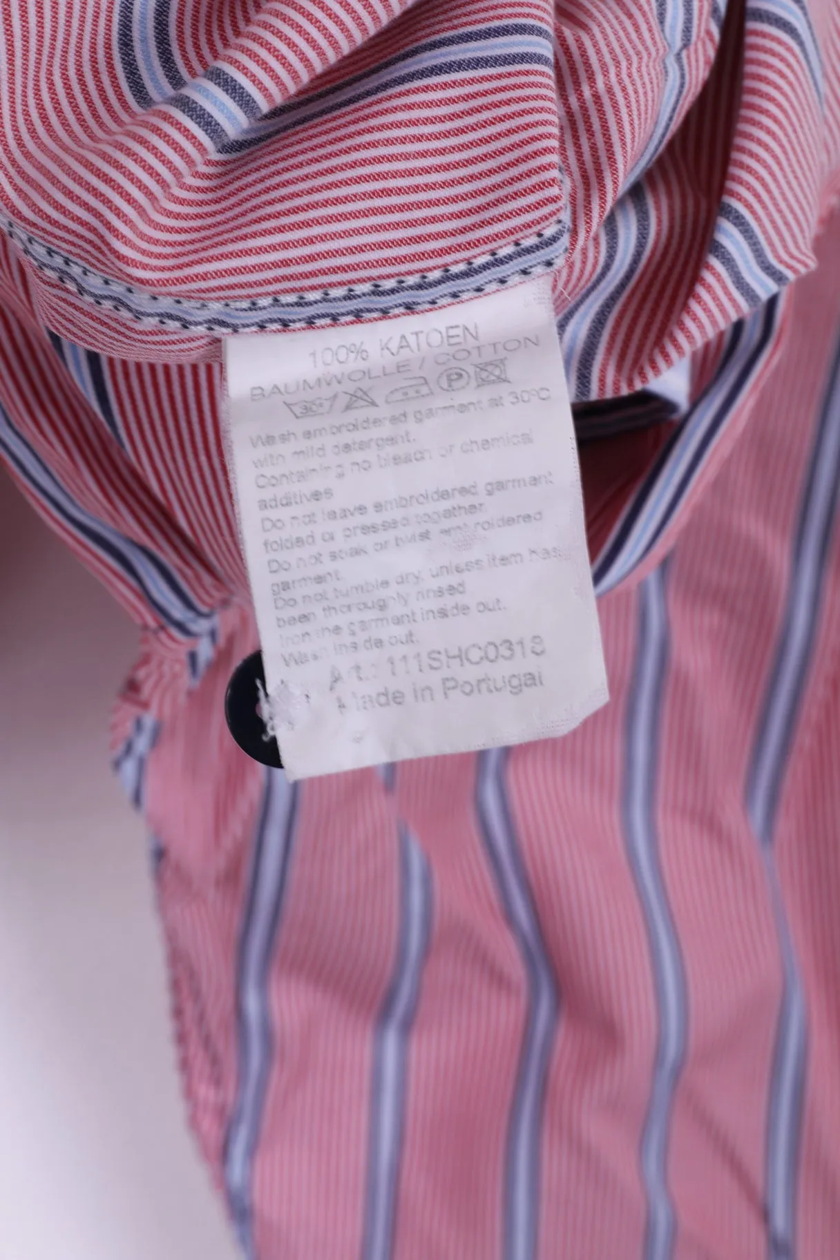 Van Santen & Van Santen Men L Casual Shirt Red Striped Custom Fit Cotton Top