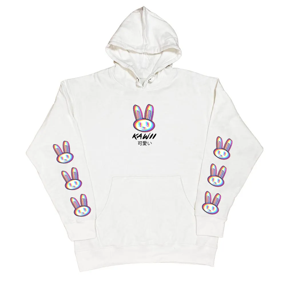 Vapor Bunny "Kawaii" Streetwear Hoodie (White)